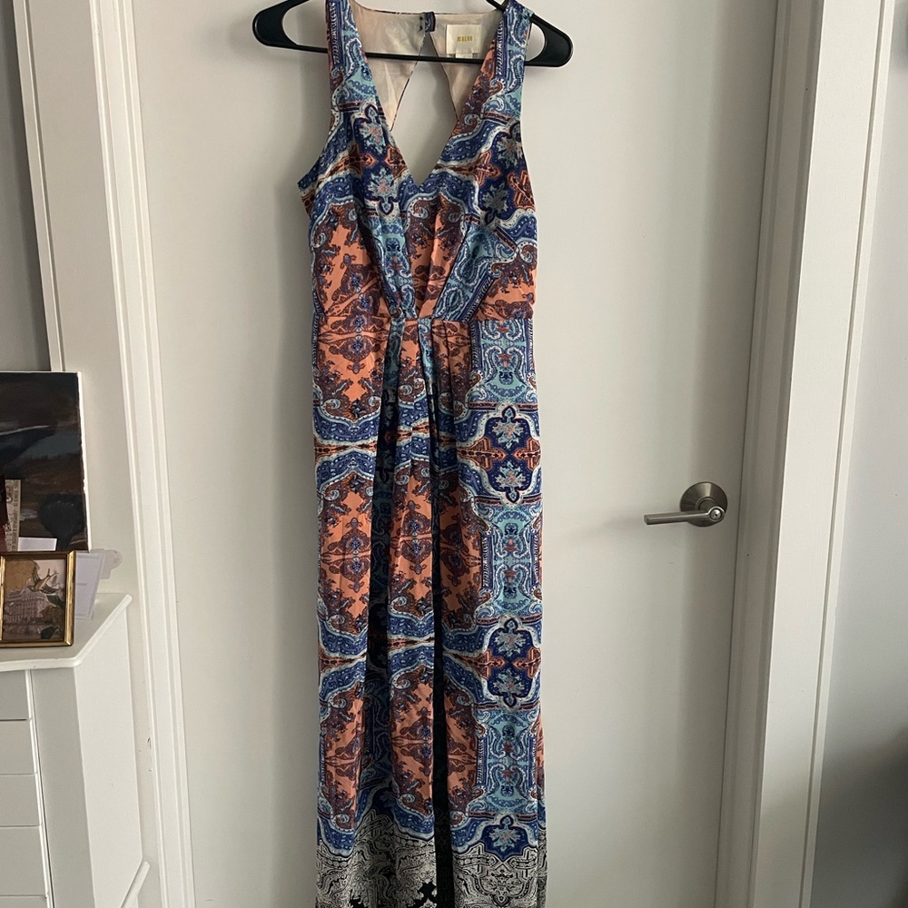 Maeve Blue and Peach Sleeveless Maxi Dress